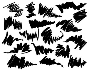 812.eps  Vector set of artistic brush strokes. Creative design elements.Vector illustration.Black on white.