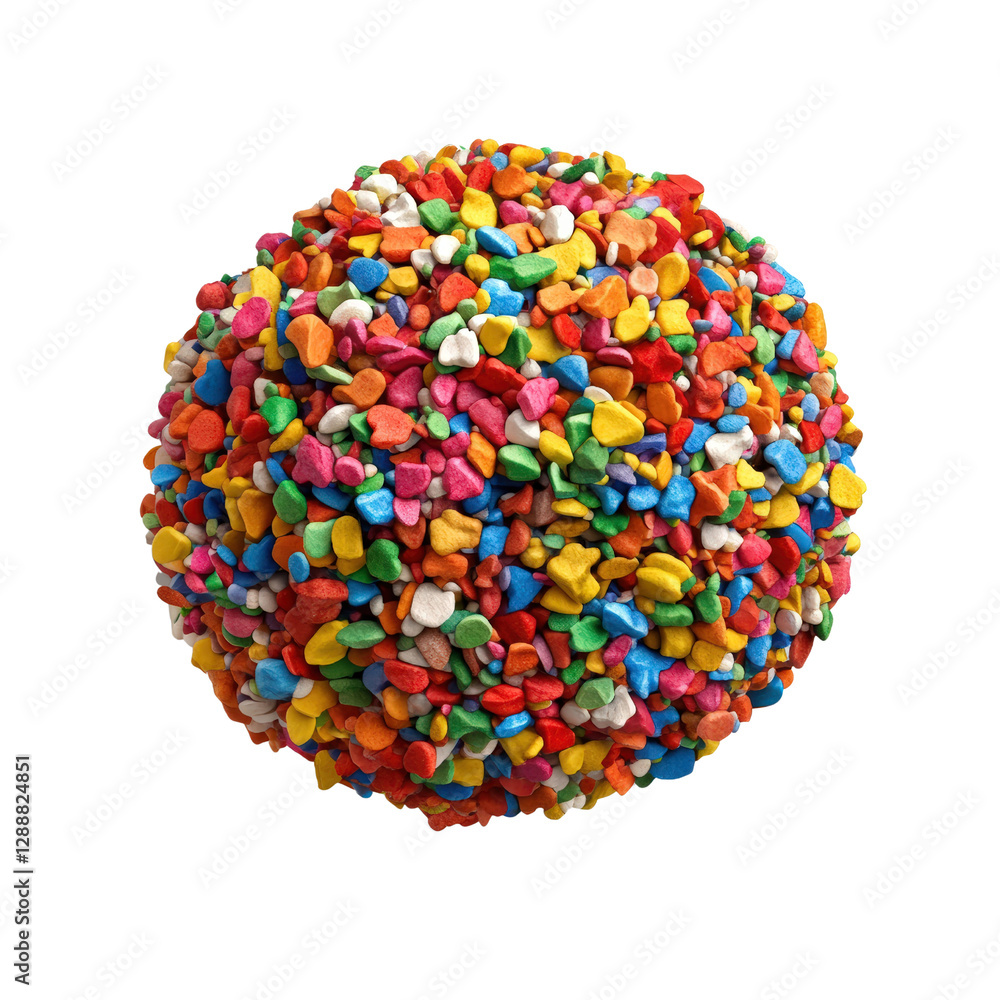 Poster a pile of assorted colorful candies including gummies chocolates and hard candies on a white backgro