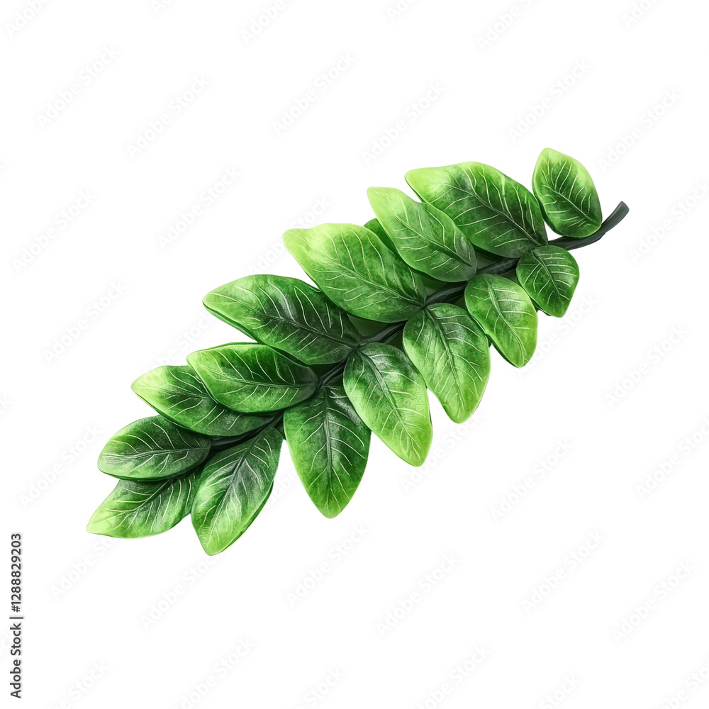 Aufkleber green leaf isolated on a black background representing nature and organic elements in a minimalist s