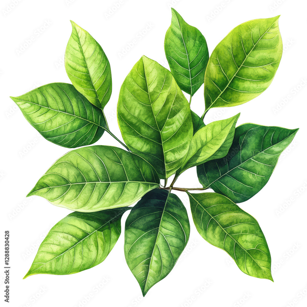 Poster green leaf on a black background showcasing natural texture and color contrast in a minimalistic com
