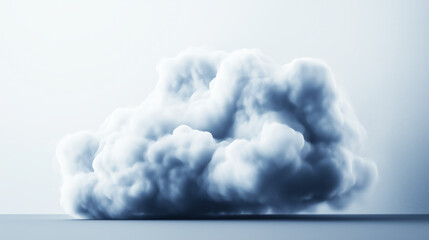 Realistic white cloud lying on the ground inside with a white background, Fluffy cloud in a room, AI generated