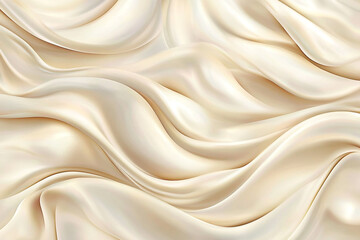 Obraz premium Elegant flowing cream silk fabric with soft waves, creating a luxurious and smooth texture backdrop