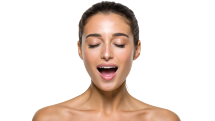 portrait of a young woman have intense orgasm