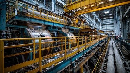 Fototapeta premium A clean and efficient bioenergy facility processing waste into power, demonstrating the role of waste-to-energy technology in global sustainability ,8K