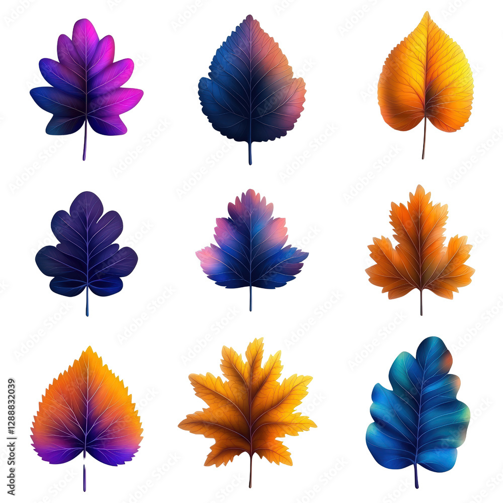 Poster colorful autumn leaves arranged on a wooden surface creating a vibrant natural display isolated on t