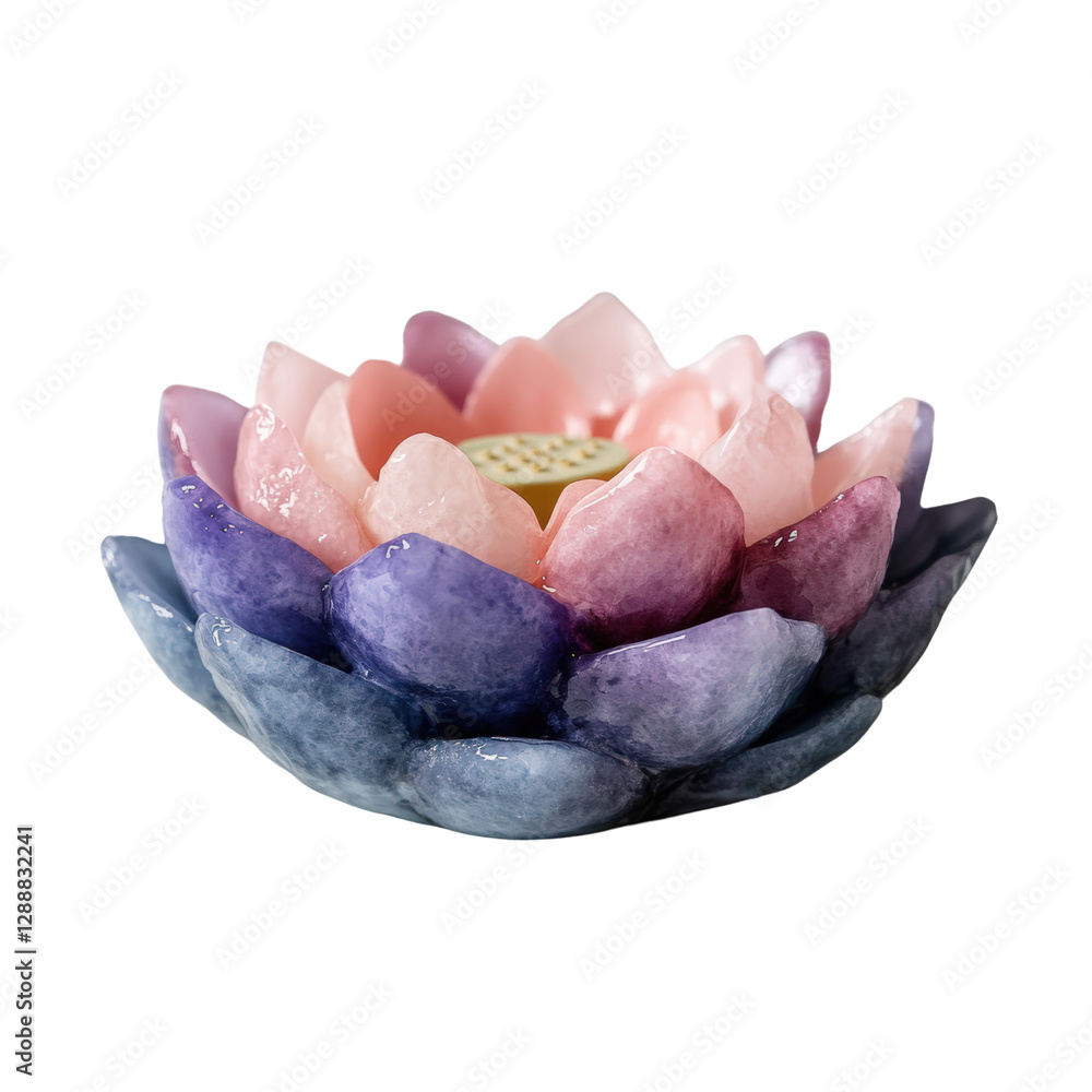 Aufkleber close up of a flower shaped candle holder with intricate design and details in soft lighting isolate