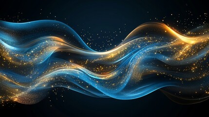 Elegant Abstract Background with Flowing Waves of Light and Sparkling Particles