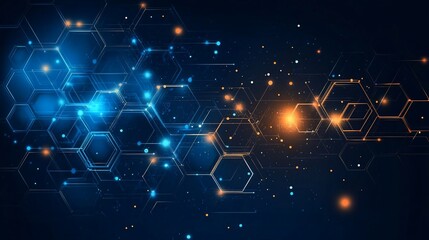 Abstract Technology Background with Hexagons and Glowing Connections