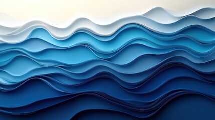 Fototapeta premium Abstract layered waves of blue and white