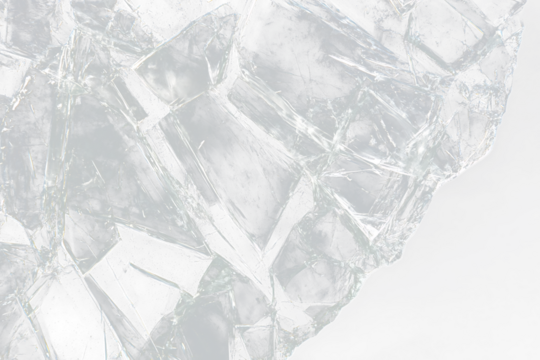 Shattered glass shards on Transparent  background.