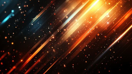 Abstract background of diagonal lines with sparkling light particles
