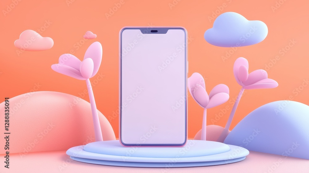 Aufkleber the evolution of smartphone design featuring a minimalistic mobile device in a soft color landscape