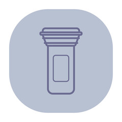 Line icon of medicine vial, showcasing simple design with cap. Medical themes concept