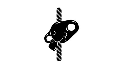 Rope grab device, black isolated silhouette