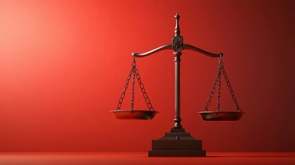 Symmetrical law scales in geometric design legal concept studio setting abstract viewpoint visual representation