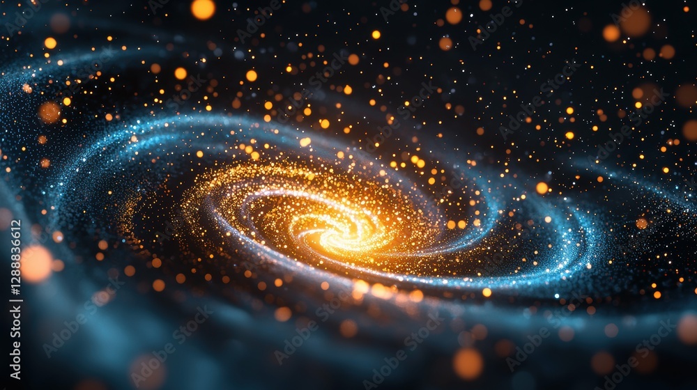 Aufkleber swirling particles create a cosmic vortex digital art space abstract close-up view energy and motion