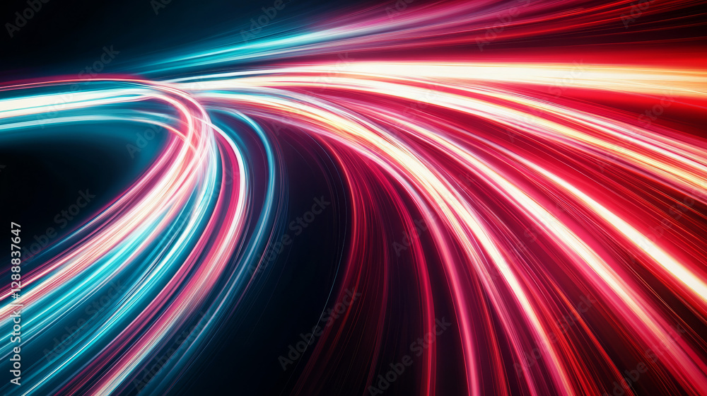 Poster dynamic motion effect created with abstract light trails, ideal for backgrounds