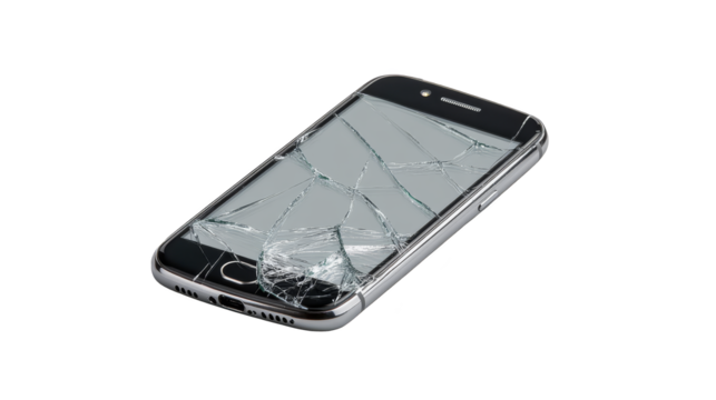 Broken screen on plaid cloth, a cautionary tale of smartphone mishaps and the importance of protection