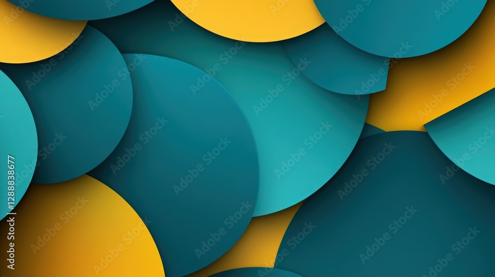 Aufkleber abstract background with layered teal and yellow circles overlapping each other