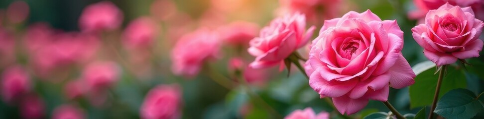 Fototapeta premium Dense cluster of pink roses, vibrant hues, shallow depth of field , macro, floral