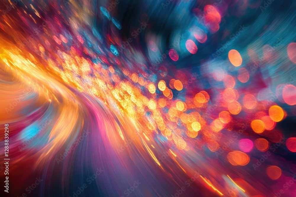 Poster Abstract vibrant image of swirling lights and colors, creating a dynamic and energetic visual experience.