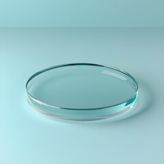 Glass Podium Top View Against Light Blue Background