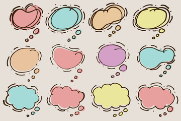 Hand drawn speech bubbles in vector
