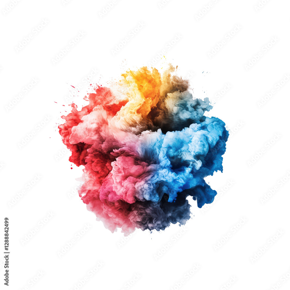 Poster colorful smoke swirls in vibrant hues on a solid black background creating an abstract visual effect