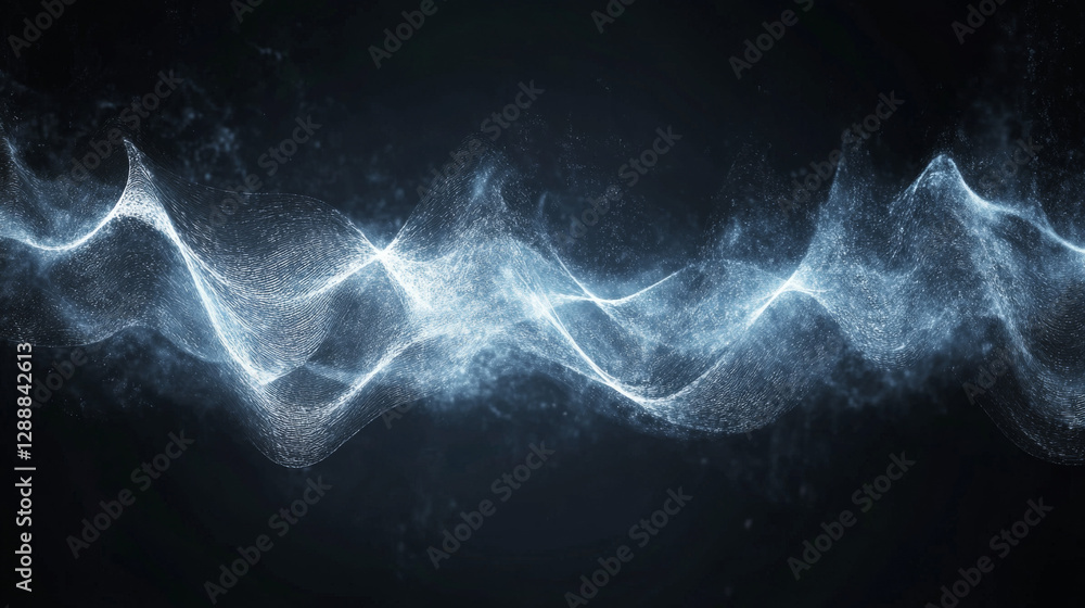 Poster visual representation of sound waves in a dark environment