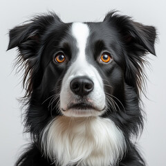 Fototapeta premium Border Collie Dog Portrait Isolated on White Background