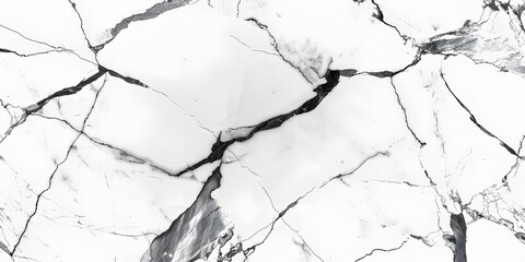 Obraz premium Close-up of a white marble surface showcasing intricate veining and natural patterns, ideal for architectural and interior design applications.