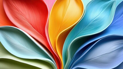 Colorful Abstract Leaves Arrangement in Vibrant Tones and Textures