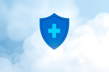 Obraz premium Medical health protection shield with cross. Healthcare medicine protected abstract guard shield concept. Health, medical and life insurance service. Realistic vector illustration. 