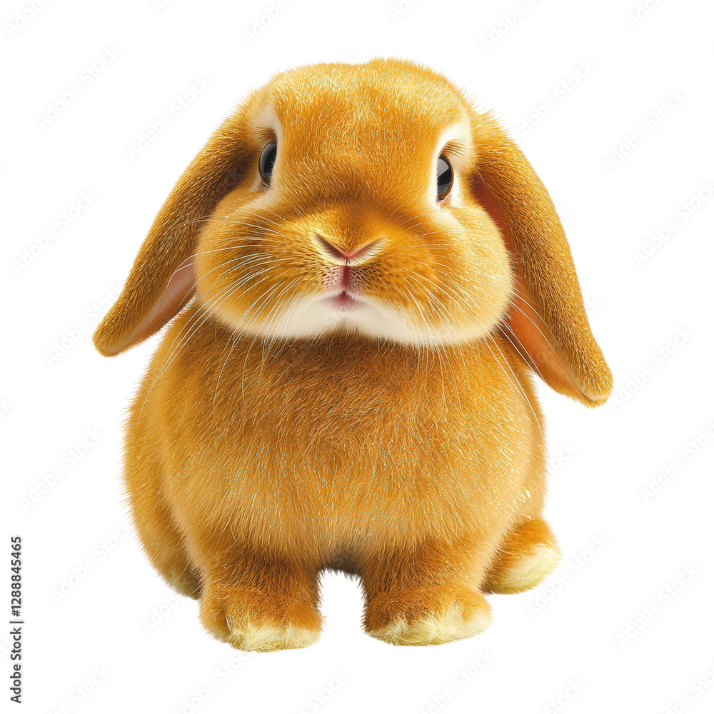 Poster small rabbit sitting on a black background showcasing the texture and detail of its fur and features