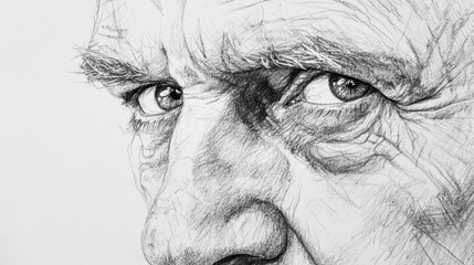 Fototapeta premium Detailed pencil sketch of a man's face on textured paper
