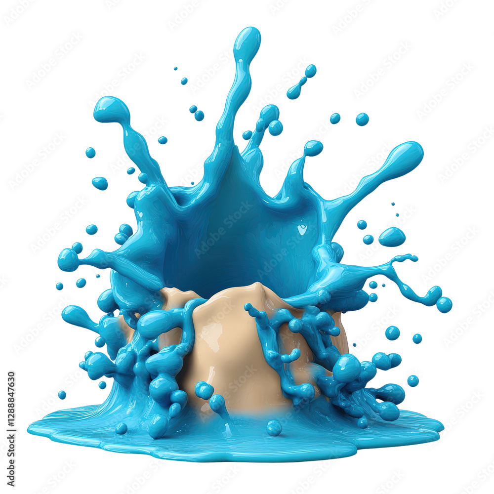 Poster blue liquid splash on black background creating dynamic and vibrant visual effect and texture isolat