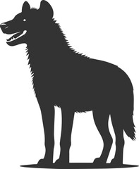 A hyena standing tall with its mouth open vector animal silhouette