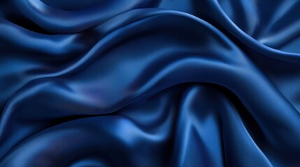 Obraz premium Blue fabric texture background with soft folds and waves
