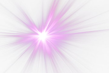 Vibrant purple light rays burst from bright center on Transparent  background.