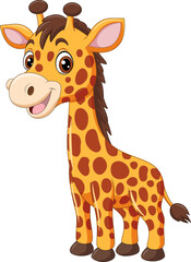 Cartoon a happy giraffe isolated on white background
