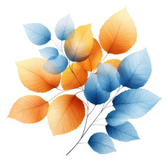 Fototapeta premium Branch with green leaves isolated on white background for nature and botanical illustrations isolated on transparent background..