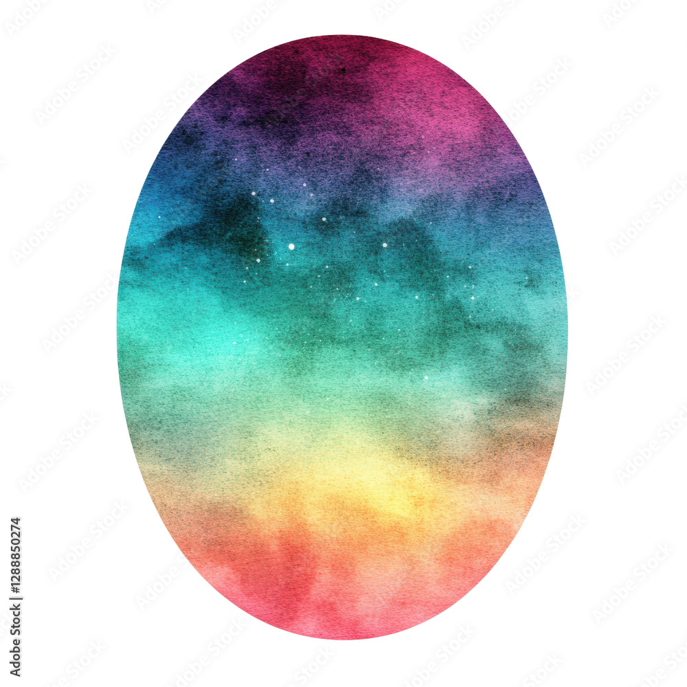 Poster colorful circle with stars in the middle on a textured background digital artwork design isolated on