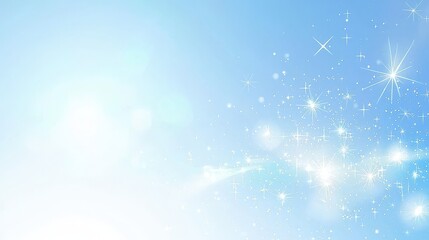 Sparkling Blue Background with Light Flare and Glitter Effects