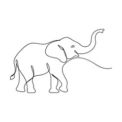 Elegant OneLine Drawing of an African Elephant Silhouette