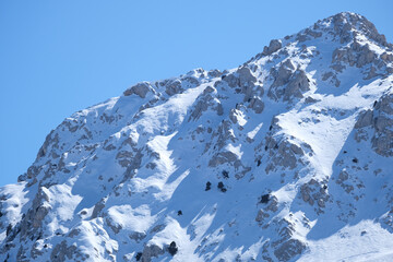 Blue sky and snowy mountain views