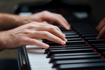 Obraz premium Close-up of male hands playing piano. (1)