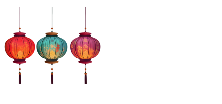  Colorful Chinese lanterns transparent background PNG