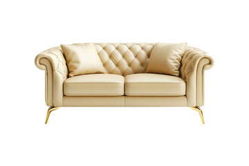 Modern luxury comfortable sofa isolated on a transparent background.