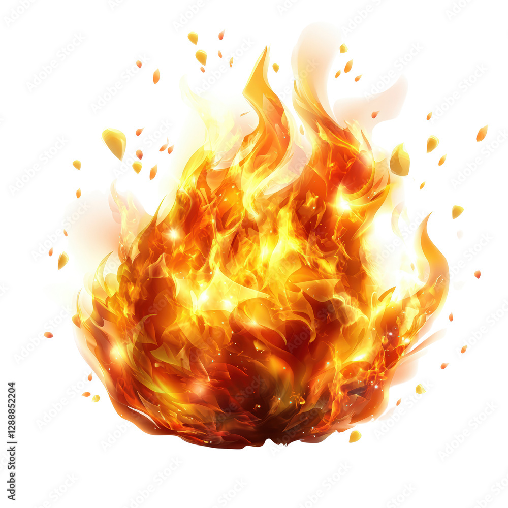 Poster vector illustration of a vibrant fire flame design on a dark background for graphic use isolated on 