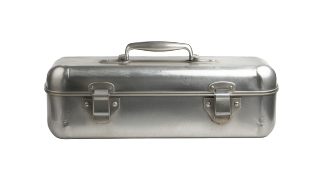 Silver suitcase on plaid cloth, ready for travel adventures silver